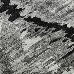 Photo of 8' Black Silver And Ivory Diamond Washable Round Rug With UV Protection