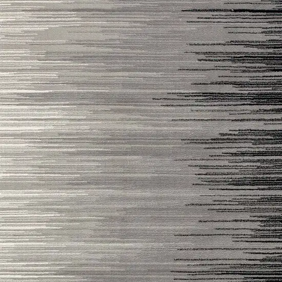 8' Black Striped Power Loom Runner Rug Photo 7