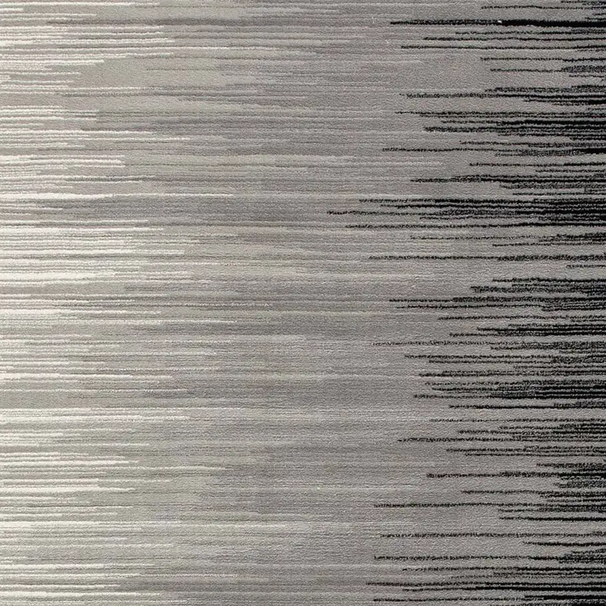 8' Black Striped Power Loom Runner Rug Photo 7