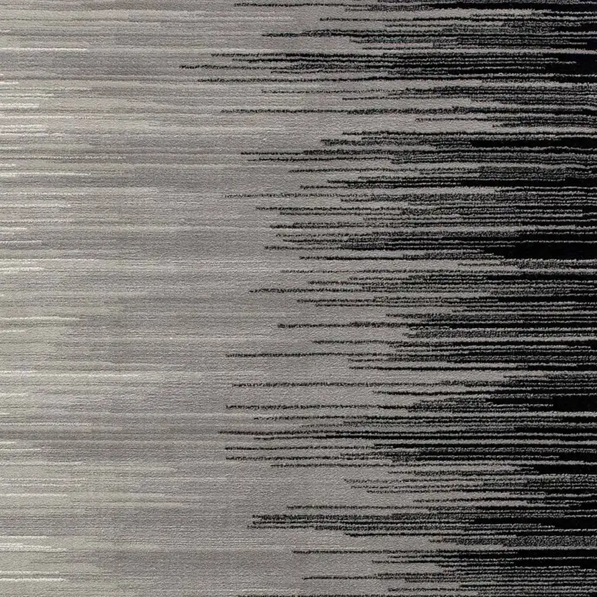 8' Black Striped Power Loom Runner Rug Photo 3