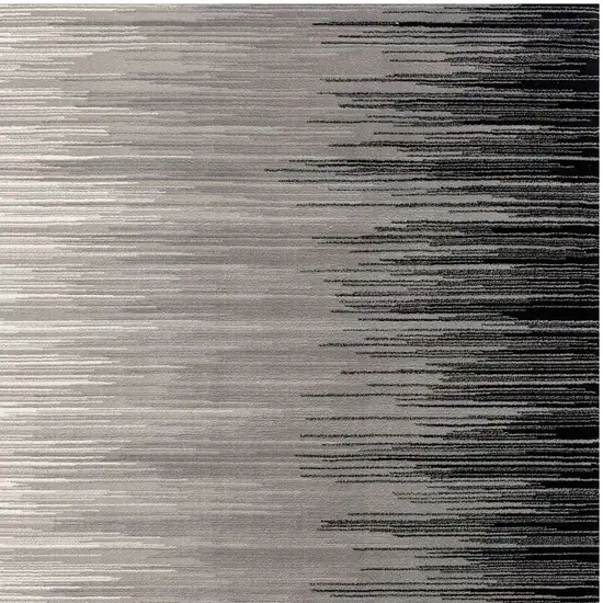 8' Black Striped Power Loom Runner Rug Photo 8