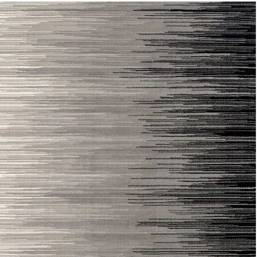 8' Black Striped Power Loom Runner Rug Photo 8