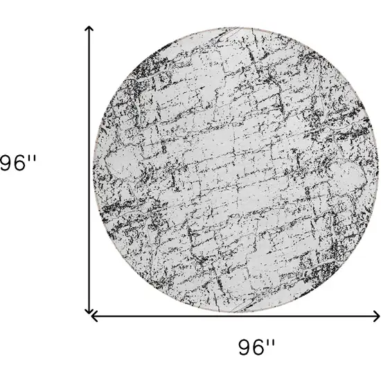 8' Black White And Gray Round Abstract Washable Indoor Outdoor Area Rug Photo 3
