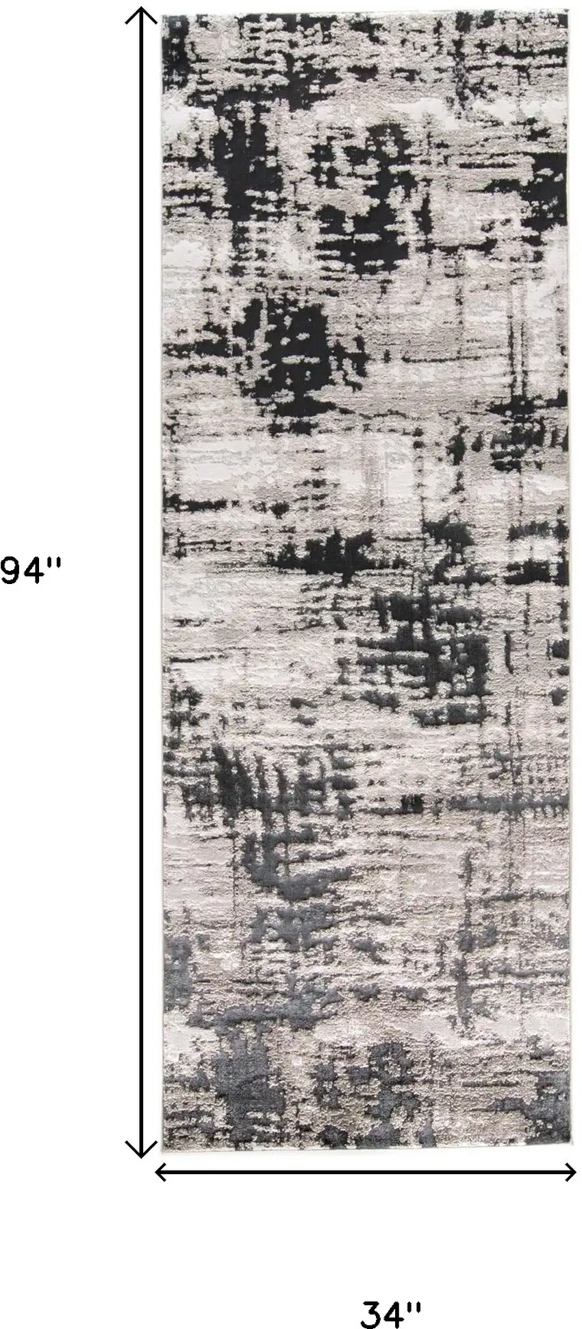 8' Black White And Gray Runner Rug Photo 3