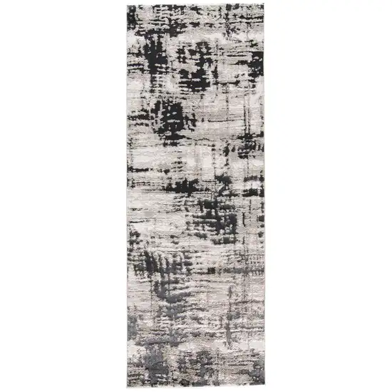 8' Black White And Gray Runner Rug Photo 8