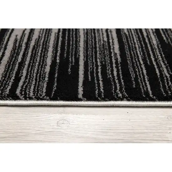 13' Black and Gray Abstract Power Loom Runner Rug Photo 9