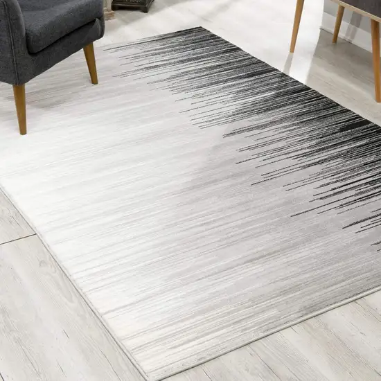 13' Black and Gray Abstract Power Loom Runner Rug Photo 3