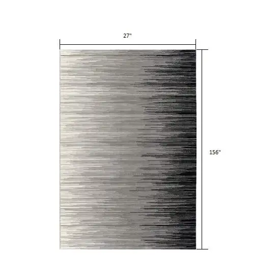 13' Black and Gray Abstract Power Loom Runner Rug Photo 6