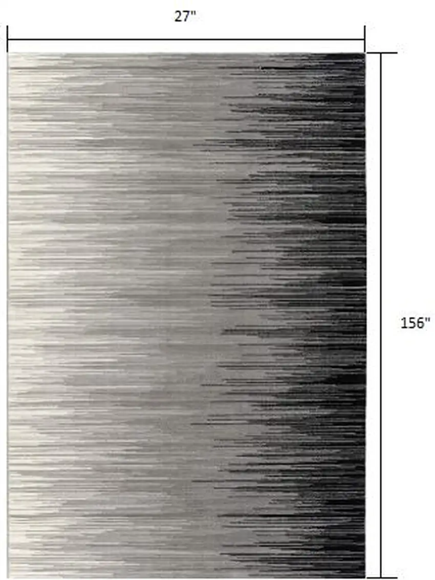 13' Black and Gray Abstract Power Loom Runner Rug Photo 6