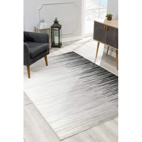 13' Black and Gray Abstract Power Loom Runner Rug Photo 7