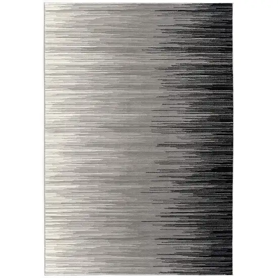 13' Black and Gray Abstract Power Loom Runner Rug Photo 1