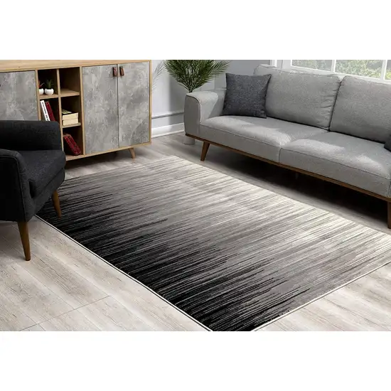 13' Black and Gray Abstract Power Loom Runner Rug Photo 6