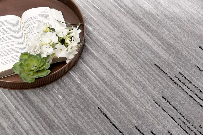 13' Black and Gray Abstract Power Loom Runner Rug Photo 4