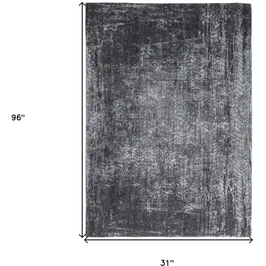 10' Black and Gray Chevron Non Skid Area Rug Photo 3