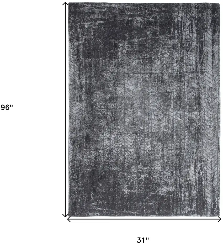 10' Black and Gray Chevron Non Skid Area Rug Photo 3
