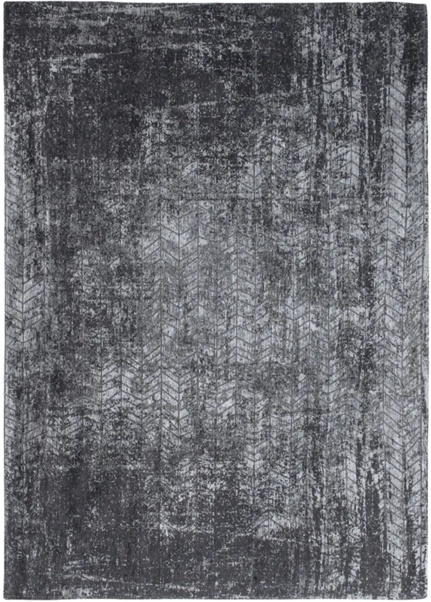 5' Black and Gray Round Chevron Non Skid Area Rug Photo 4