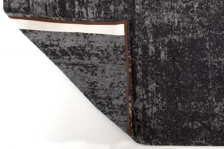 5' Black and Gray Round Chevron Non Skid Area Rug Photo 5