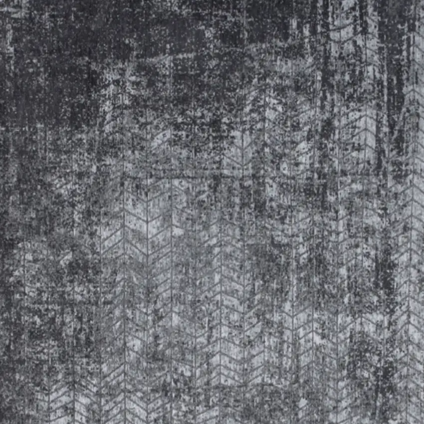 8' Black and Gray Round Chevron Non Skid Area Rug Photo 8