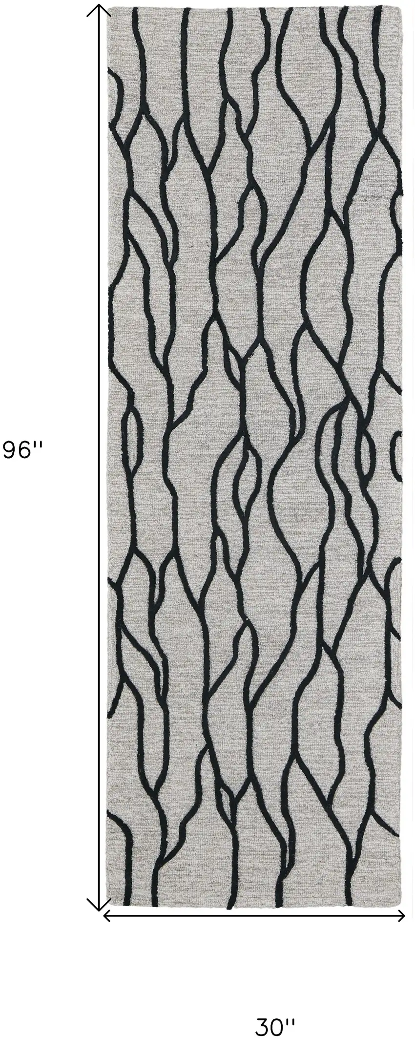 8' Black and Taupe Abstract Hand Tufted Runner Rug Photo 3