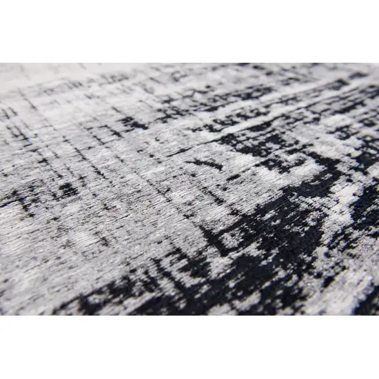 8' Black and White Round Abstract Non Skid Area Rug Photo 9