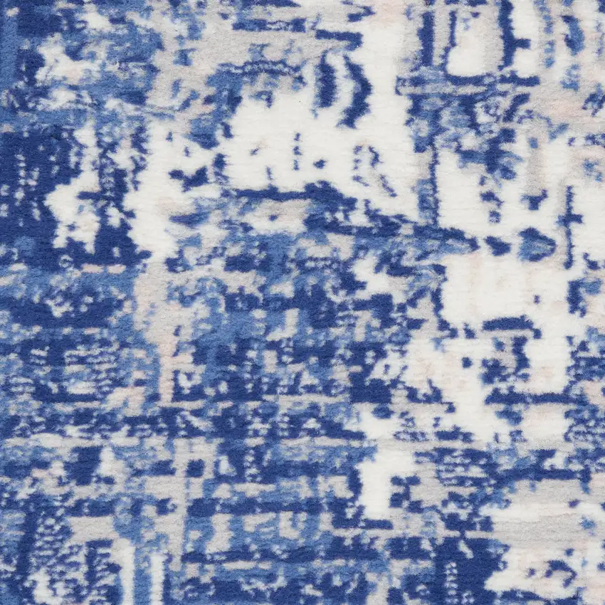 6' Blue Abstract Distressed Runner Rug Photo 3
