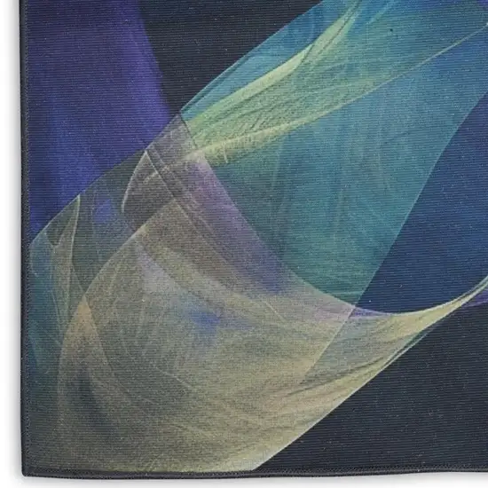 8' Blue Abstract Power Loom Non Skid Runner Rug Photo 4