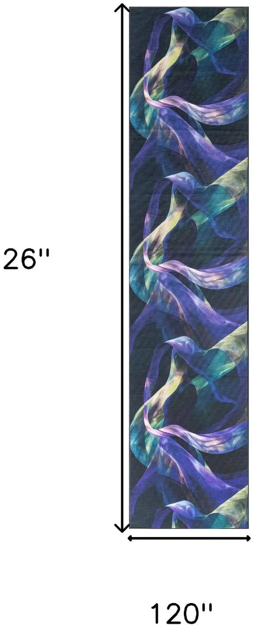 10' Blue Abstract Power Loom Non Skid Runner Rug Photo 3