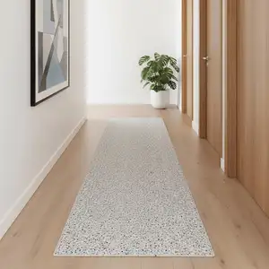 Photo of 10' Blue Abstract Power Loom Non Skid Runner Rug