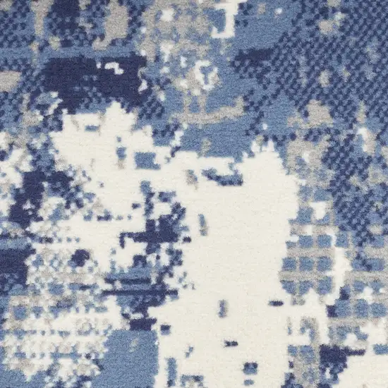 6' Blue Abstract Power Loom Runner Rug Photo 2