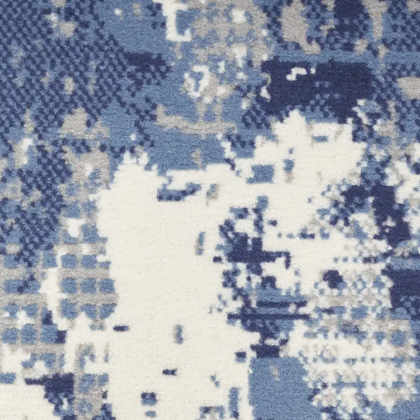 6' Blue Abstract Power Loom Runner Rug Photo 4