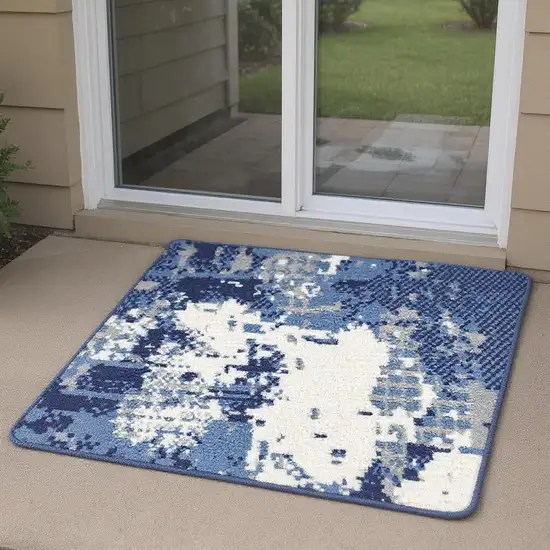 6' Blue Abstract Power Loom Runner Rug Photo 1