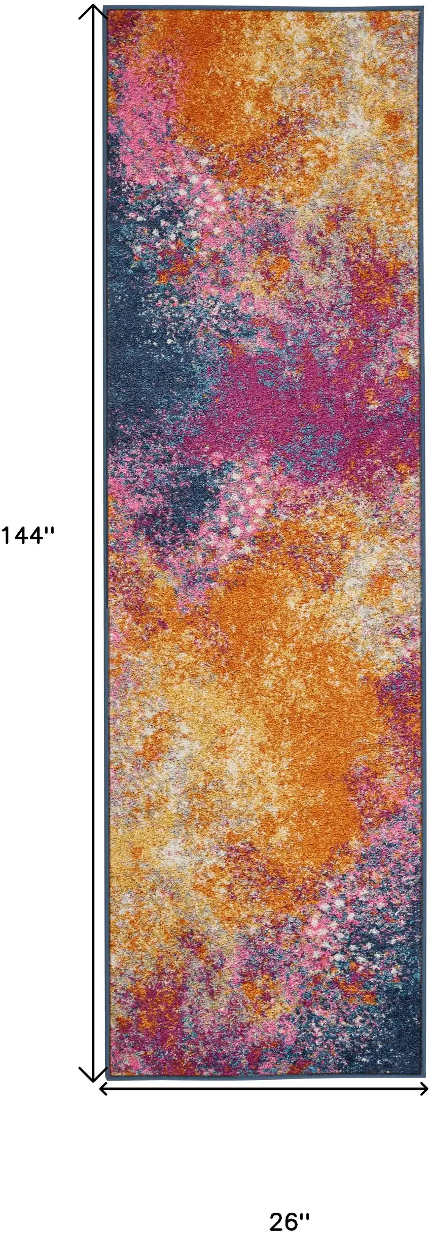 12' Blue Abstract Power Loom Runner Rug Photo 6