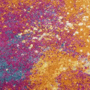 Photo of 12' Blue Abstract Power Loom Runner Rug