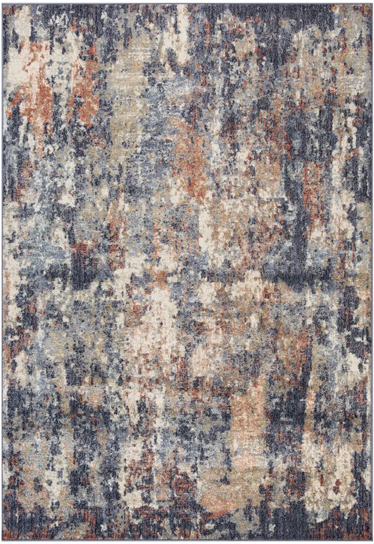 10' Blue Abstract Power Loom Runner Rug Photo 1