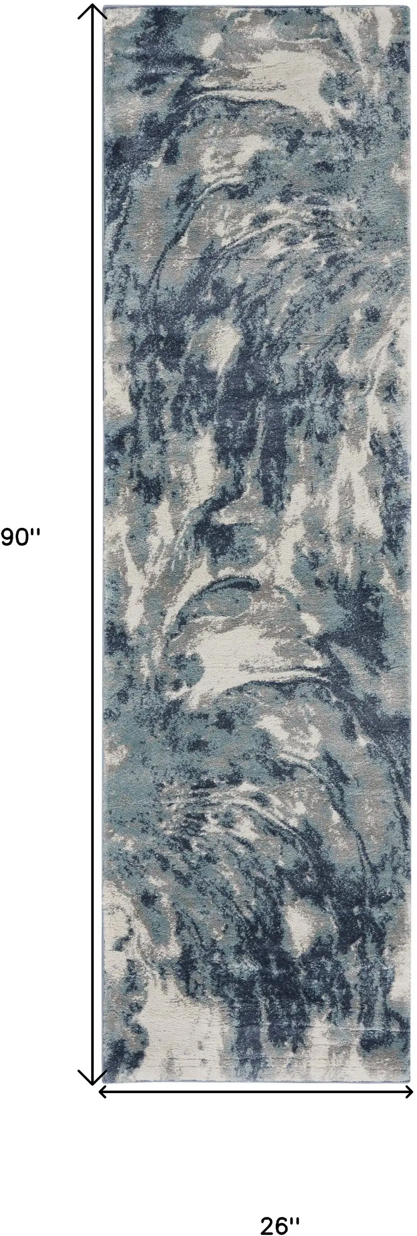 8' Blue Abstract Power Loom Runner Rug Photo 3