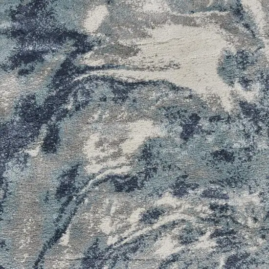 8' Blue Abstract Power Loom Runner Rug Photo 3