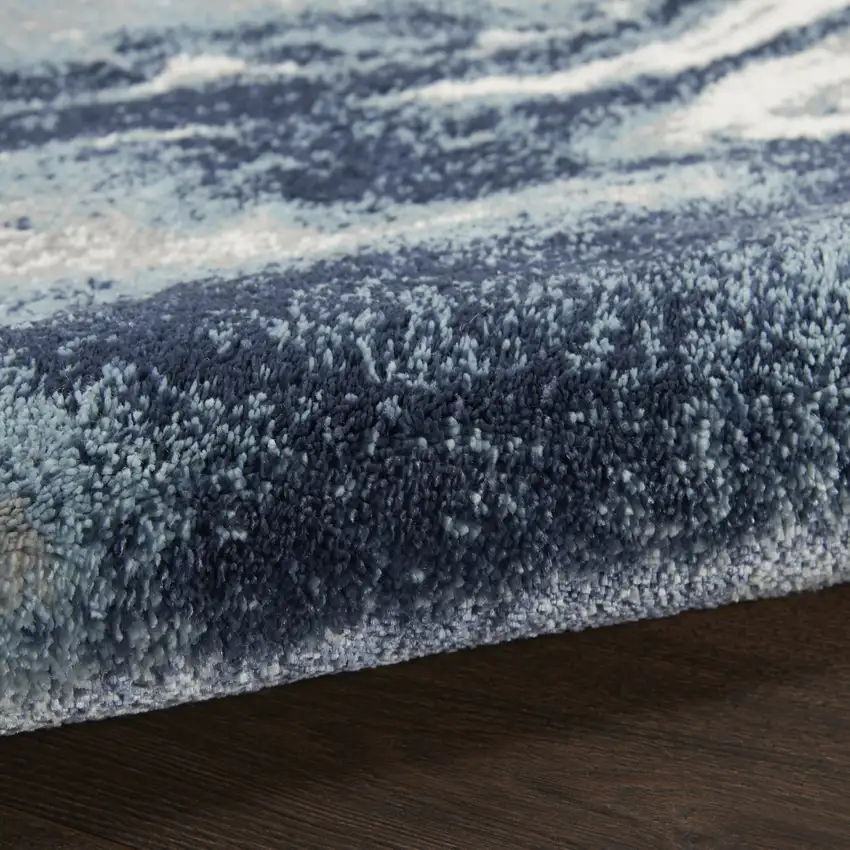 8' Blue Abstract Power Loom Runner Rug Photo 6