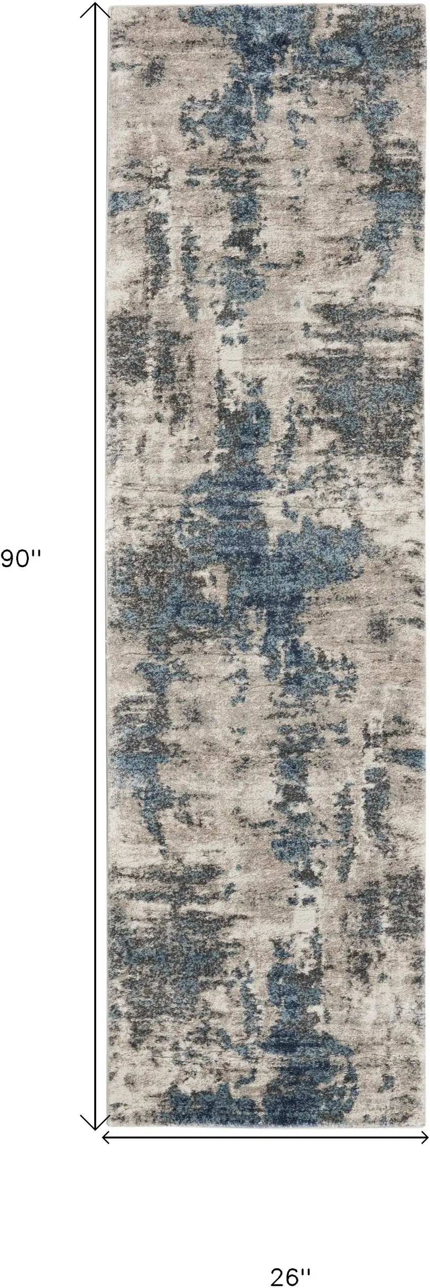 8' Blue Abstract Power Loom Runner Rug Photo 3