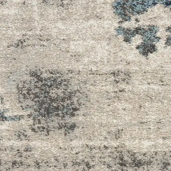 8' Blue Abstract Power Loom Runner Rug Photo 8