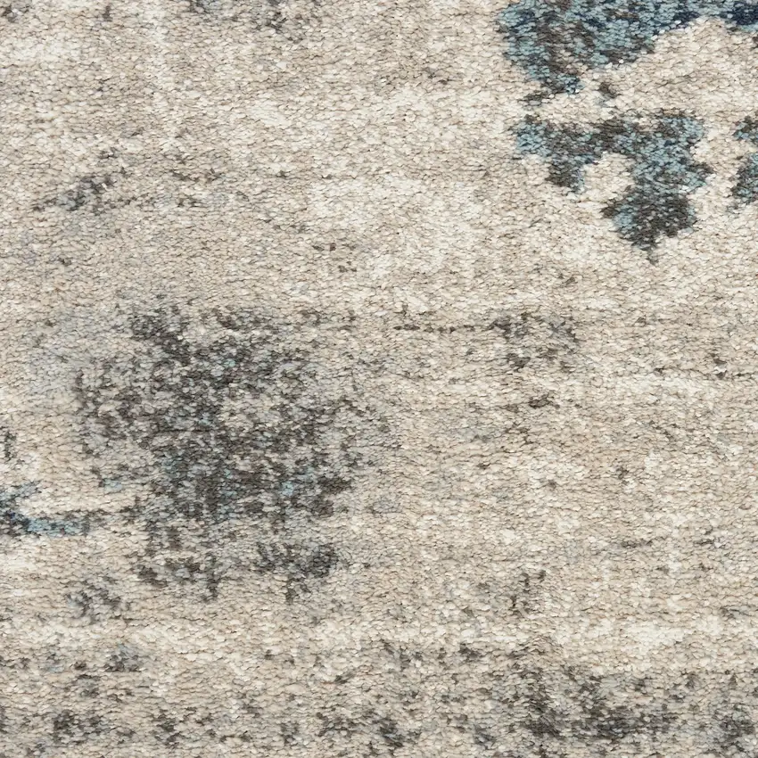 8' Blue Abstract Power Loom Runner Rug Photo 8