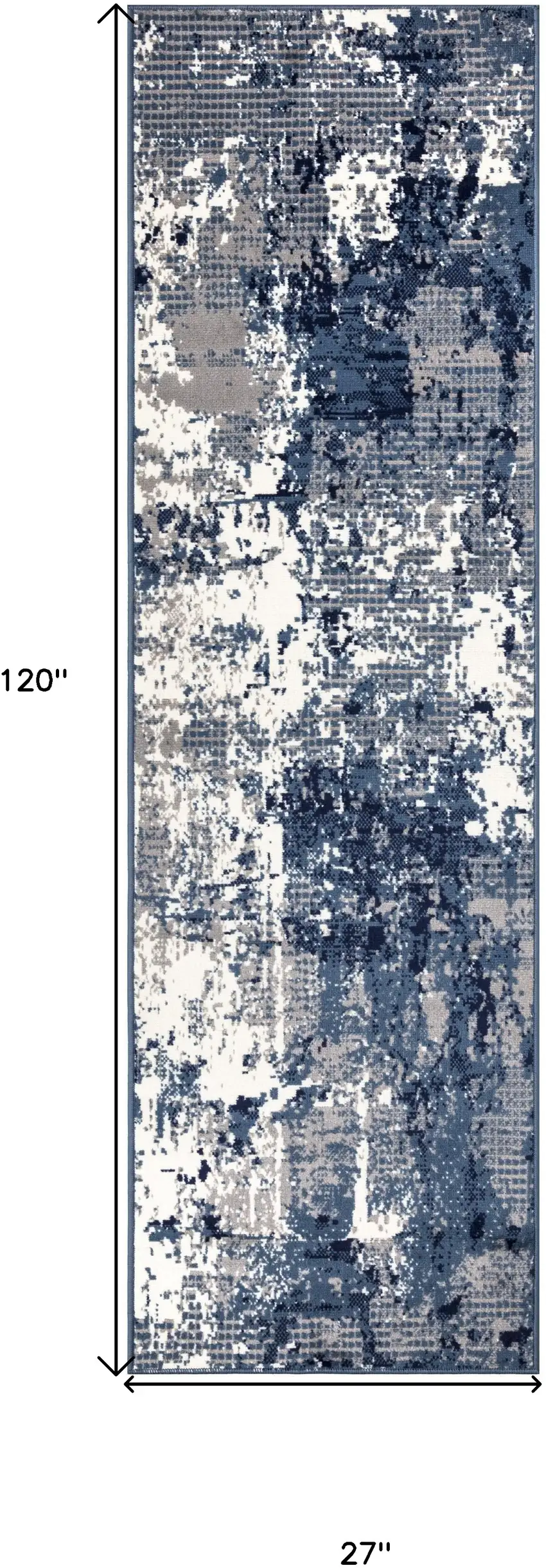 10' Blue Abstract Power Loom Runner Rug Photo 3