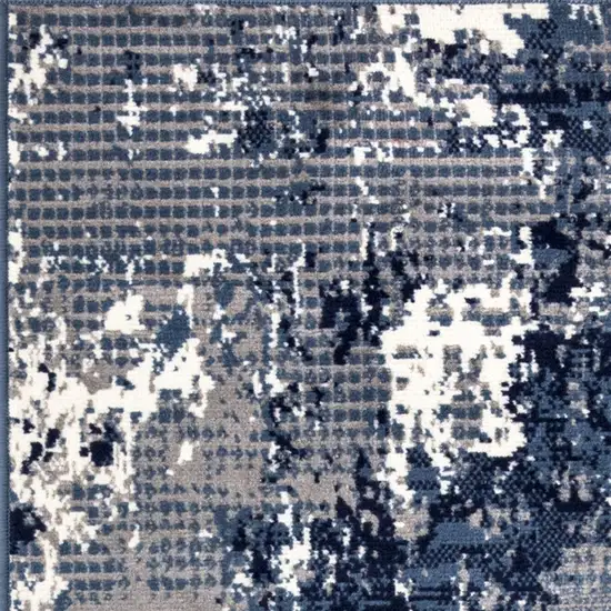 12' Blue Abstract Power Loom Runner Rug Photo 6