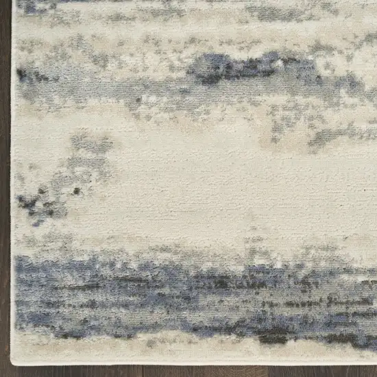 8' Blue Abstract Runner Rug Photo 7