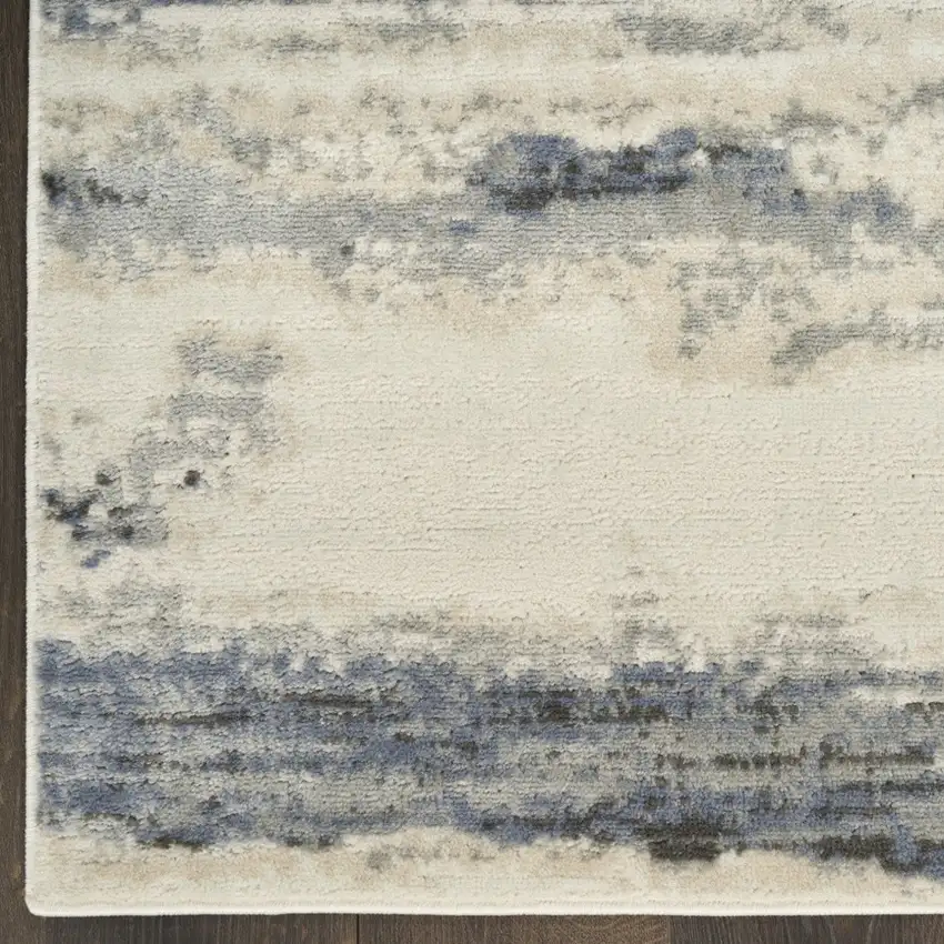 8' Blue Abstract Runner Rug Photo 7