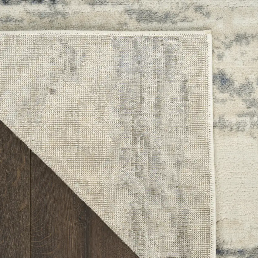 8' Blue Abstract Runner Rug Photo 9