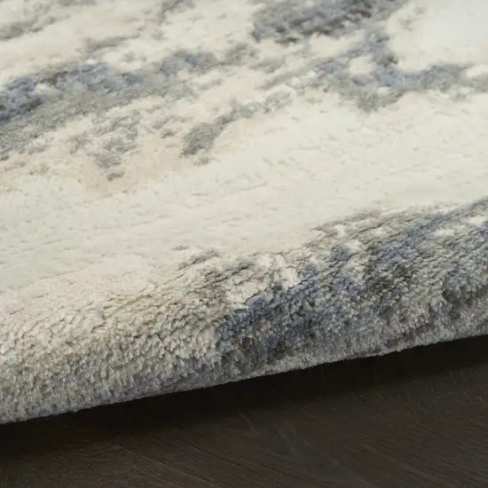 8' Blue Abstract Runner Rug Photo 8
