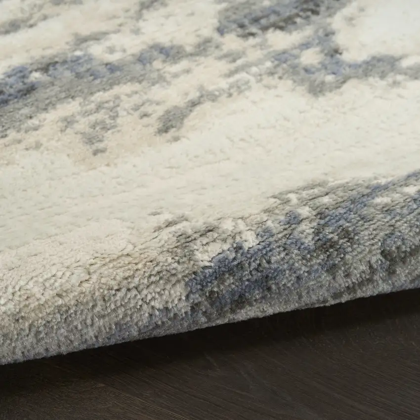 8' Blue Abstract Runner Rug Photo 8
