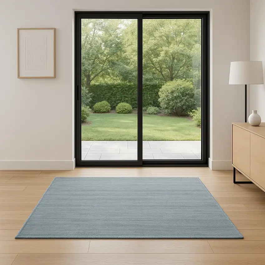 6' Blue Abstract Runner Rug Photo 1