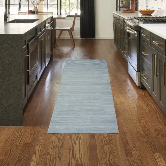 6' Blue Abstract Runner Rug Photo 3