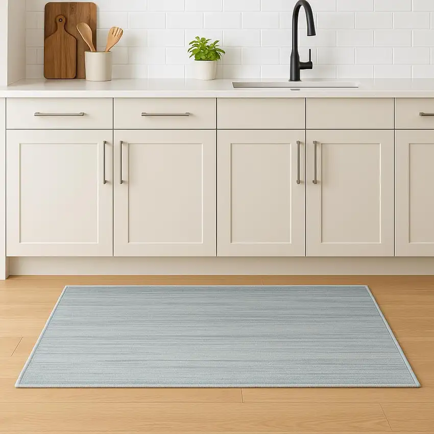 8' Blue Abstract Runner Rug Photo 1